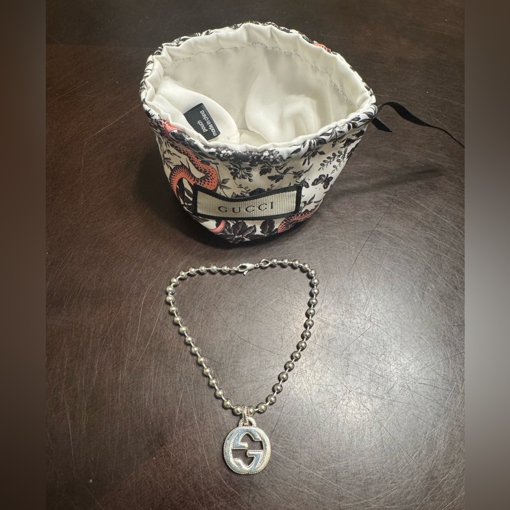 New Authentic Gucci GG Logo Silver Beads Bracelet - Picture 7 of 8